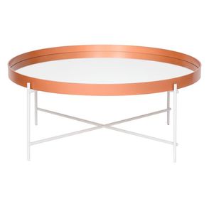 Mesa Centro Volpi Baixa Cobre Espelho Base Branca 32 cm - 60002