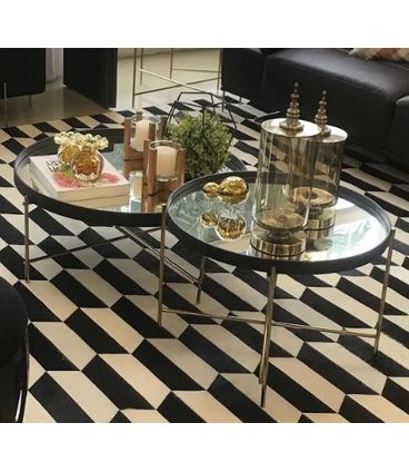 Mesa Centro Volpi Baixa Cobre Espelho Base Branca 32 cm - 60002