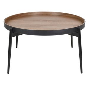 Mesa Centro Salvadore Baixa Tampo Nogueira Estrutura Preta 42 cm - 60022