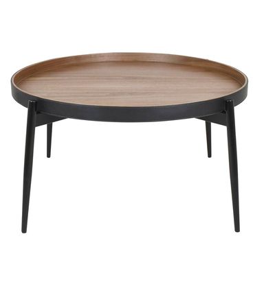 Mesa Centro Salvadore Baixa Tampo Nogueira Estrutura Preta 42 cm - 60022