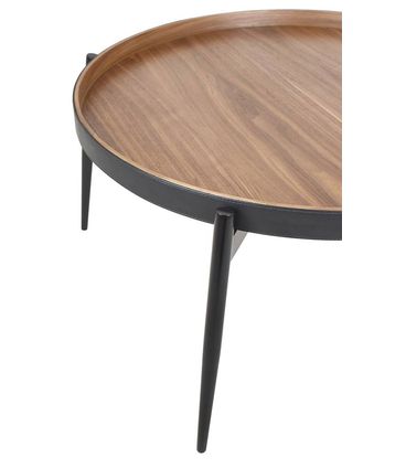 Mesa Centro Salvadore Alta Tampo Nogueira Estrutura Preta 62 cm - 60023