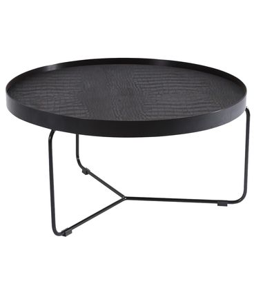 Mesa Centro Kevin Croco Preto Base Preta 77 cm - 60026