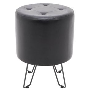 Puff Bastone PU Preto Base Preta 55 cm - 60083