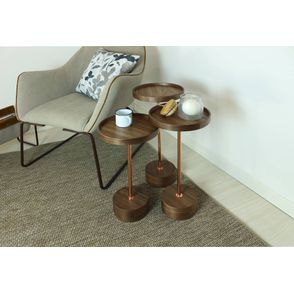 Mesa de Apoio Etoni Alta Tampo Nogueira Estrutura Rose 62cm - 60133