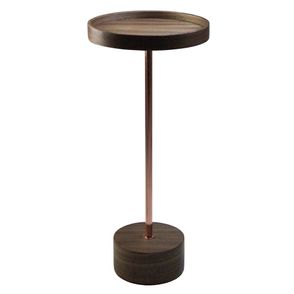 Mesa de Apoio Etoni Baixa Tampo Nogueira Estrutura Rose 52cm - 60135