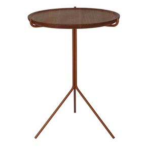 Mesa de Apoio Lopes Alta Tampo Natural Estrutura Cobre 53cm - 60139