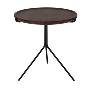 Mesa de Apoio Lopes Baixa Tampo Castanho Estrutura Preta 43cm - 60142