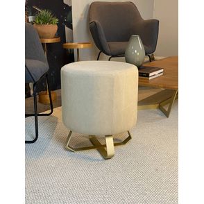 Puff Liban Lona Bege Base Grafite 48cm - 60172