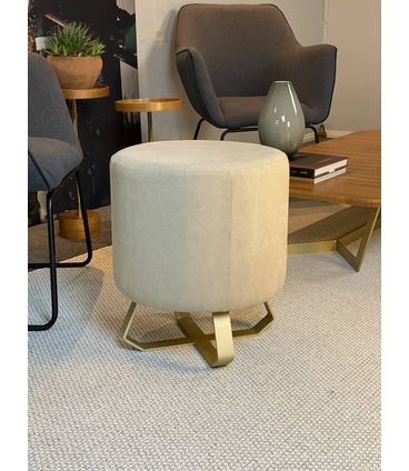 Puff Liban Lona Bege Base Grafite 48cm - 60172