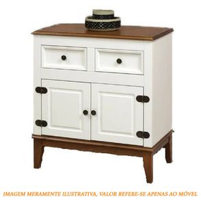 Buffet Antoine 2 Portas e 2 Gavetas Branco com Amendoa 83cm - 60189