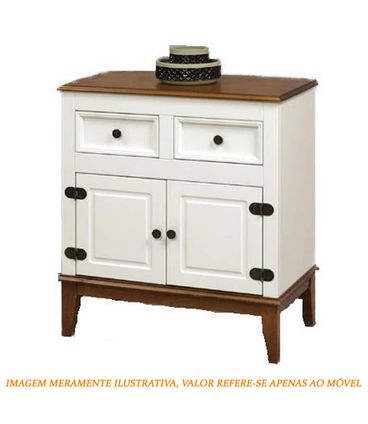 Buffet Antoine 2 Portas e 2 Gavetas Branco com Amendoa 83cm - 60189