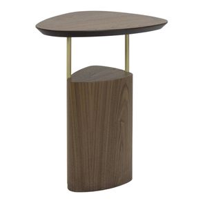 Mesa Lateral Elsinki Alta Tampo e Base Nogueira Haste Gold 60cm - 60216