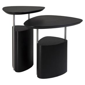 Mesa Lateral Elsinki Alta e Baixa Tampo e Base Ebanizado Haste Grafite - 60219