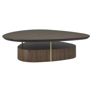 Mesa Centro Elsinki Baixa Tampo e Base Nogueira Haste Gold 25cm - 60221