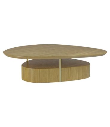 Mesa Centro Elsinki Baixa Tampo e Base Louro Freijo Haste Gold 25cm - 60222