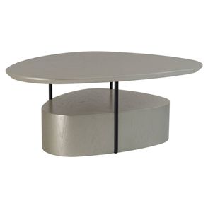 Mesa Centro Elsinki Alta Tampo e Base Carvalho Alumunium Haste Preta 35cm - 60225