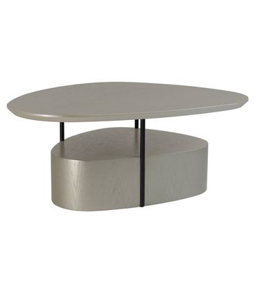 Mesa Centro Elsinki Alta Tampo e Base Carvalho Alumunium Haste Preta 35cm - 60225