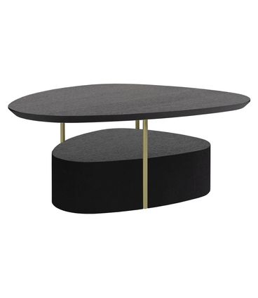 Mesa Centro Elsinki Alta Tampo e Base Ebanizado Haste Gold 35cm - 60223