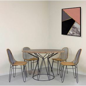 Mesa Jantar Cost Nogueira Base Preta 135cm - 60265
