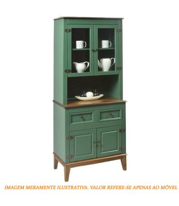 Arca e Oratorio Magali Verde 2 Portas 2 Gavetas Base Amendoa 183cm - 60407