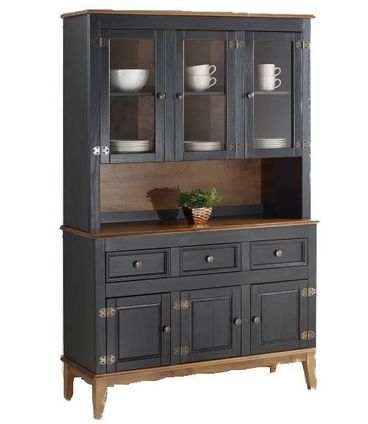 Arca e Oratorio Esther Preto 3 Portas 3 Gavetas Base Amendoa 183cm - 60409