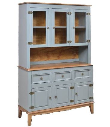 Arca e Oratorio Esther Cinza 3 Porta 3 Gavetas Base Amendoa 183cm - 60410