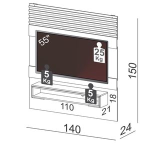 Painel Suspenso Itabela cor Off White com Freijo 1,40 MT (LARG) - 53367