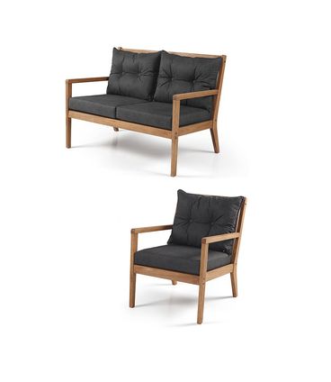 Conjunto Rio Poltrona + Sofa Estofado Preto - 60505