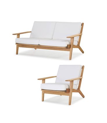 Conjunto Buriti Stain Jatoba Sofa + Poltrona Estofado Branco - 60506