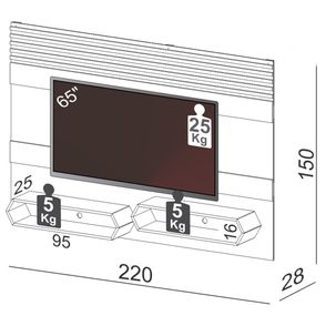 Painel Suspenso Havi cor Off White com Freijo 2,20 MT (LARG) - 57152