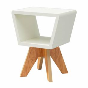 Mesa Lateral Amaraji cor Off White com Freijo 43 cm (LARG) - 56181