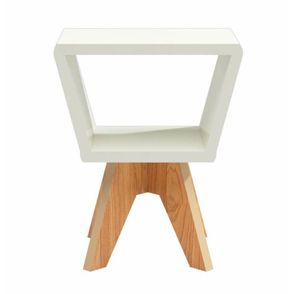 Mesa Lateral Amaraji cor Off White com Freijo 43 cm (LARG) - 56181