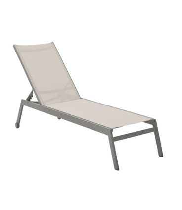 Espreguicadeira Tenorio Tela Bege Base Amendoa 200cm - 60559