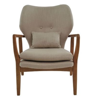 Poltrona Karev Linho Bege Base Madeira 64cm - 29827