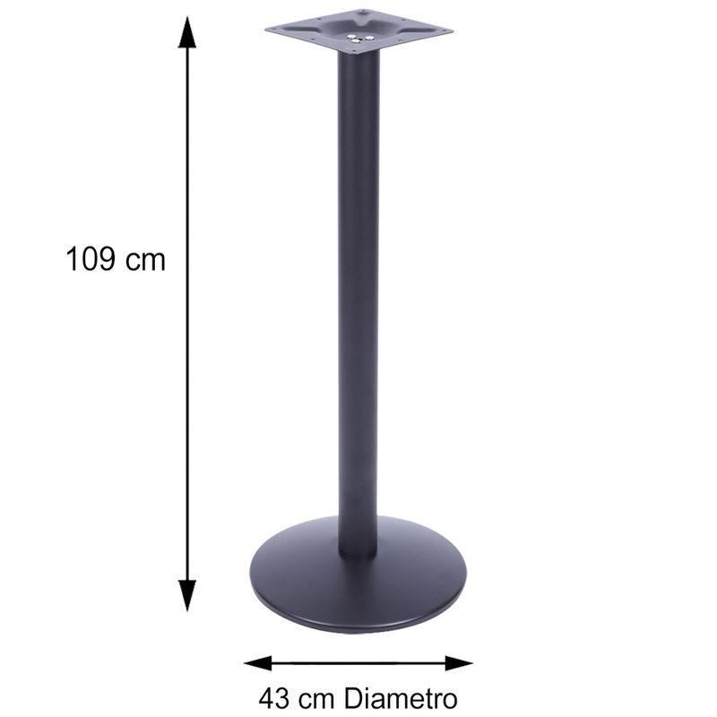 MesaBistroLuisianacomTampoRedondoPretode60cmBaseFerroPreta60572