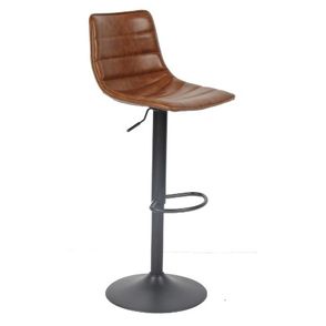 Banqueta George PU Marrom Base Preta Giratoria 111cm - 49910