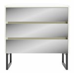 ComodaArcadiacorOffWhiteePretoFoscocom3GavetasEspelhadas90cmLARG55285