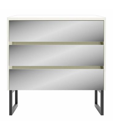 Comoda Arcadia cor Off White e Preto Fosco com 3 Gavetas Espelhadas 90 cm (LARG) - 55285