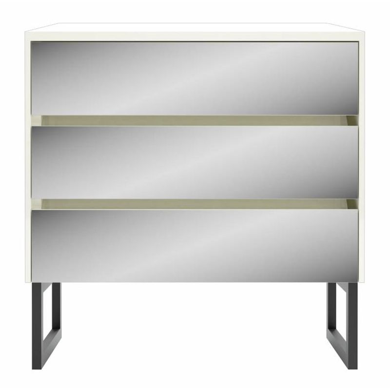 ComodaArcadiacorOffWhiteePretoFoscocom3GavetasEspelhadas90cmLARG55285