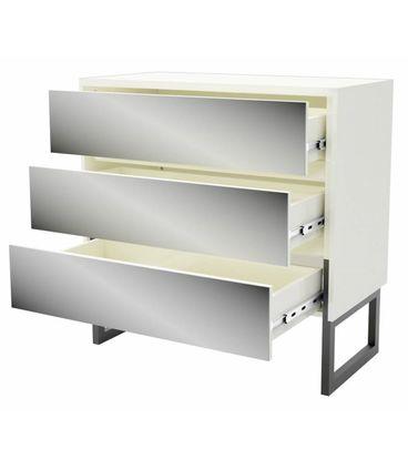 Comoda Arcadia cor Off White e Preto Fosco com 3 Gavetas Espelhadas 90 cm (LARG) - 55285