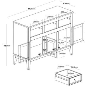 Buffet Antoine 3 Portas e 3 Gavetas Cinza com Amendoa 114cm - 61259