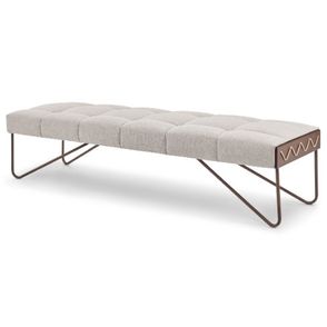 Banco Jime Com Corda Tecido Linho Claro Base Aço Corten 180cm - 61780