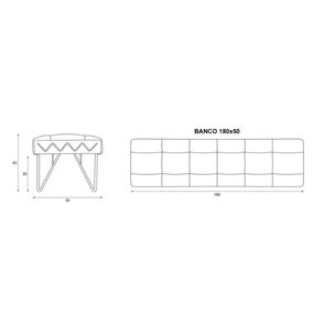 Banco Jime Com Corda Tecido Linho Claro Base Aço Corten 180cm - 61780