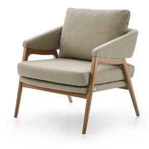 Poltrona Dubia Tecido Bege Base Amendoa 82cm - 61786