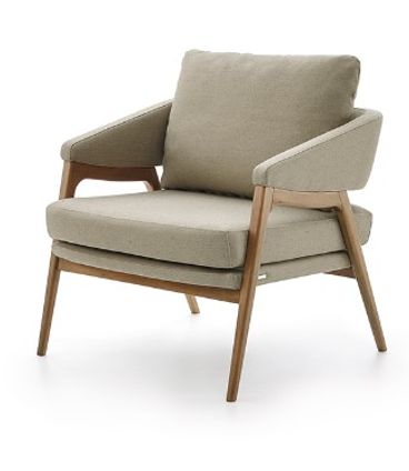 Poltrona Dubia Tecido Bege Base Amendoa 82cm - 61786