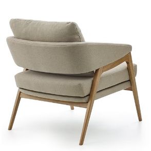Poltrona Dubia Tecido Bege Base Amendoa 82cm - 61786