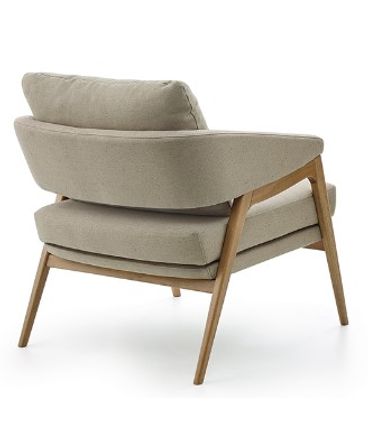 Poltrona Dubia Tecido Bege Base Amendoa 82cm - 61786