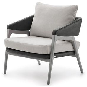 Poltrona Dubia Tecido Cru Acabamento Grafite Base Cinza 82cm - 61787