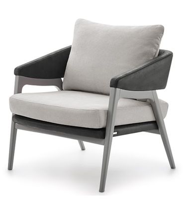 Poltrona Dubia Tecido Cru Acabamento Grafite Base Cinza 82cm - 61787