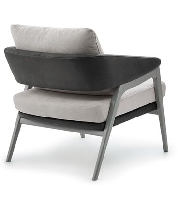 Poltrona Dubia Tecido Cru Acabamento Grafite Base Cinza 82cm - 61787